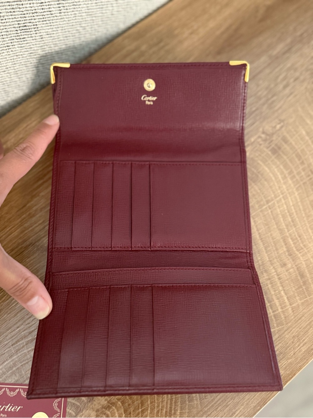 EUC Vintage Cartier Must de Cartier Bordeaux Leather Trifold Kiss-Lock Wallet - Picture 4 of 14